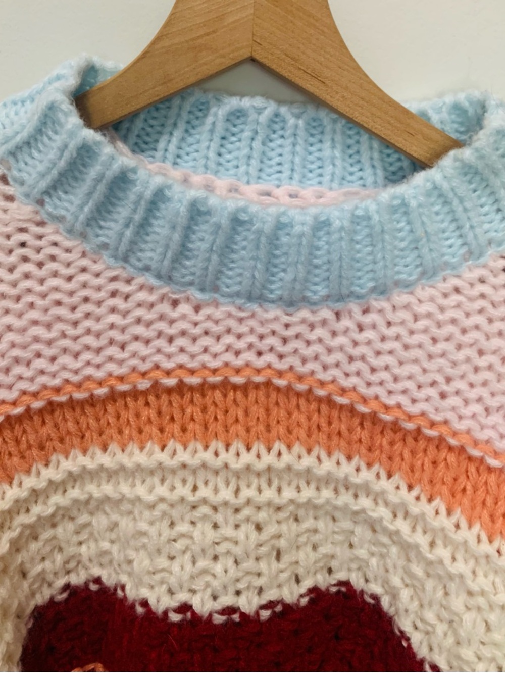 NWT Altar'd State Hollis Chunky Knit Sweater Pink Blue Size Medium - Picture 3 of 9